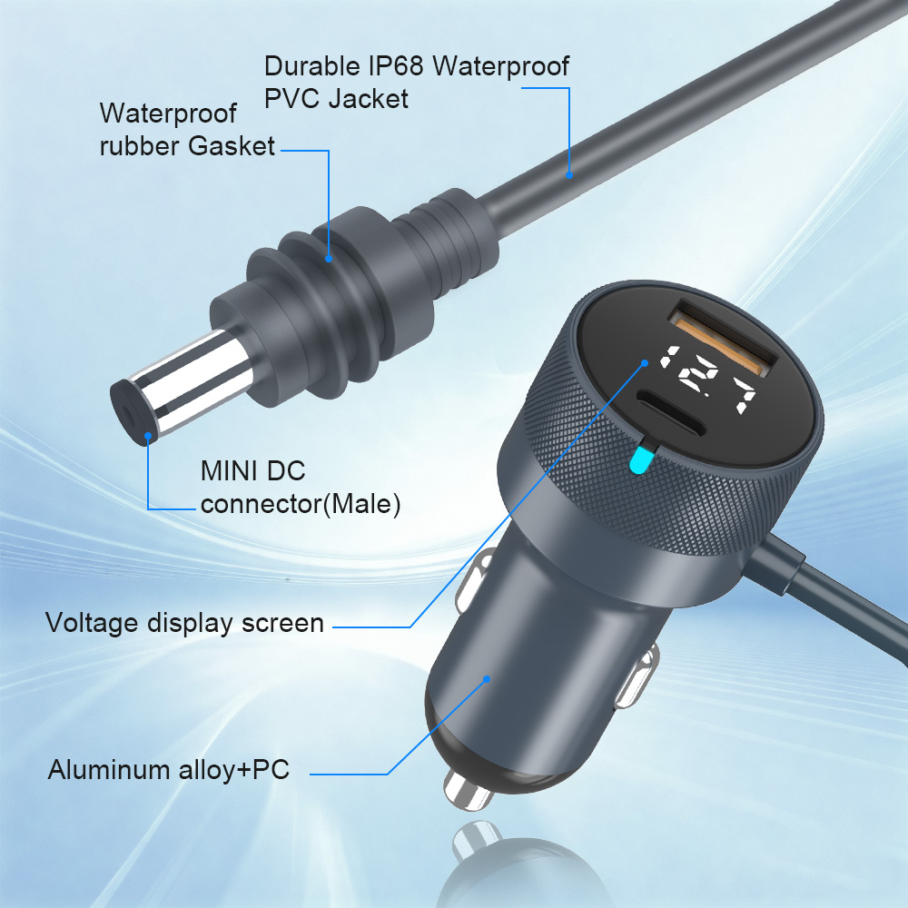   95W数显款DC防水车充线